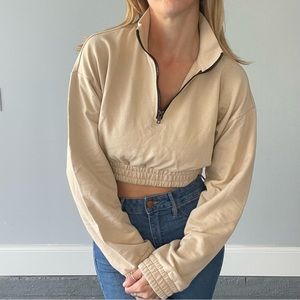 Forever 21 Crop Quarter Zip Sweatshirt